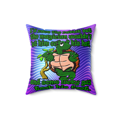 turtle race - Spun Polyester Square Pillow - (purple wave)