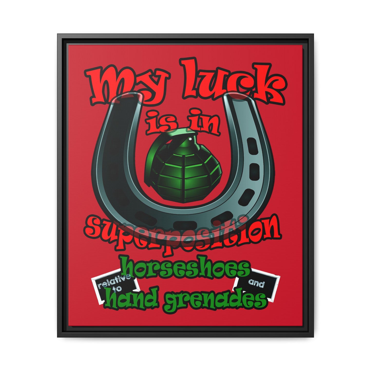 my luck - framed canvas art (dark red)