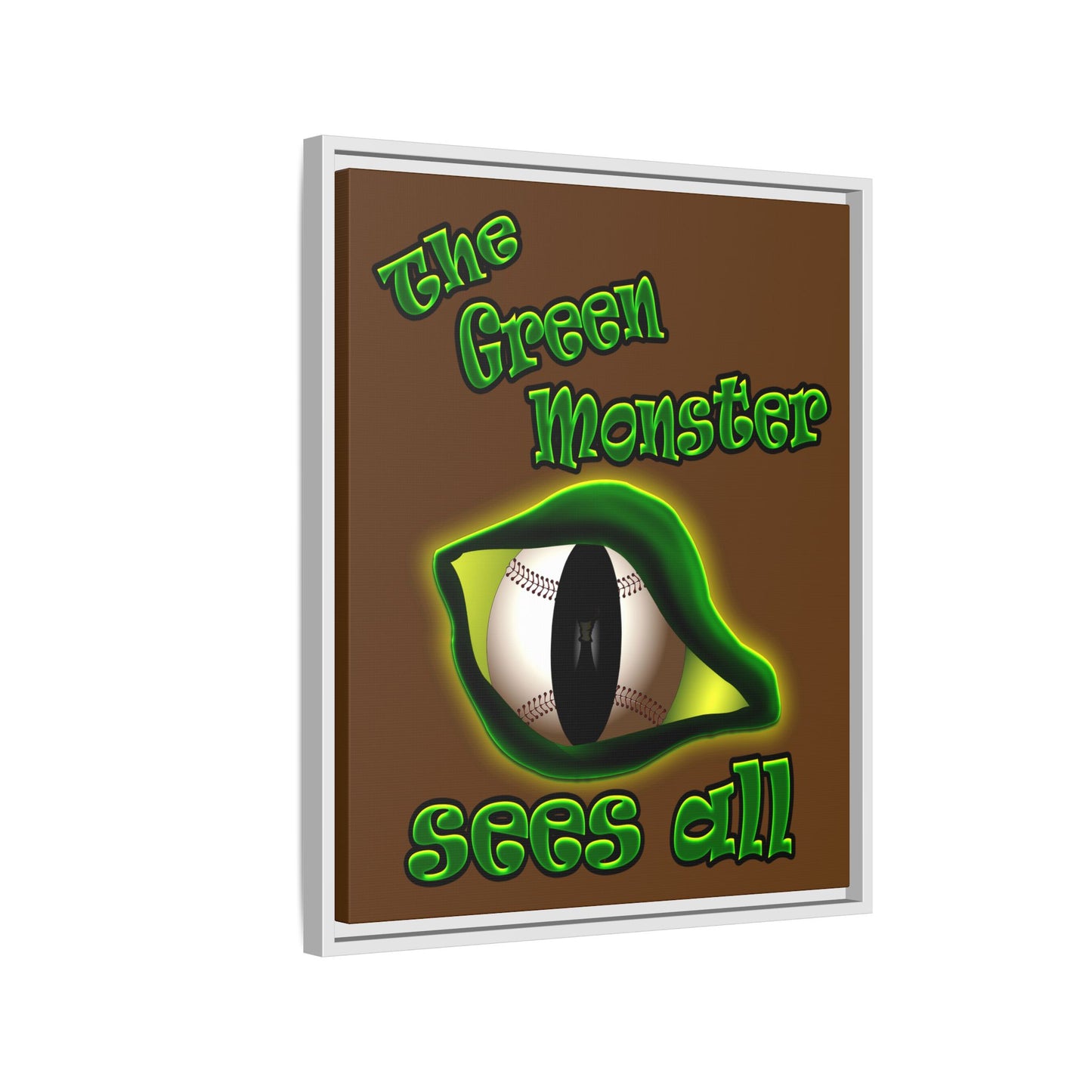 green monster - framed canvas art (brown)