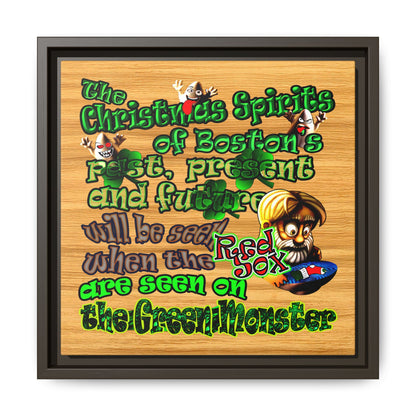 christmas spirits of boston - framed canvas art (butterscotch wood finish)
