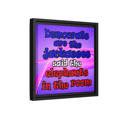 donkeys and elephants - framed canvas art (purple-pink wave)