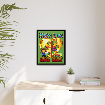 love peace - framed canvas art (green)