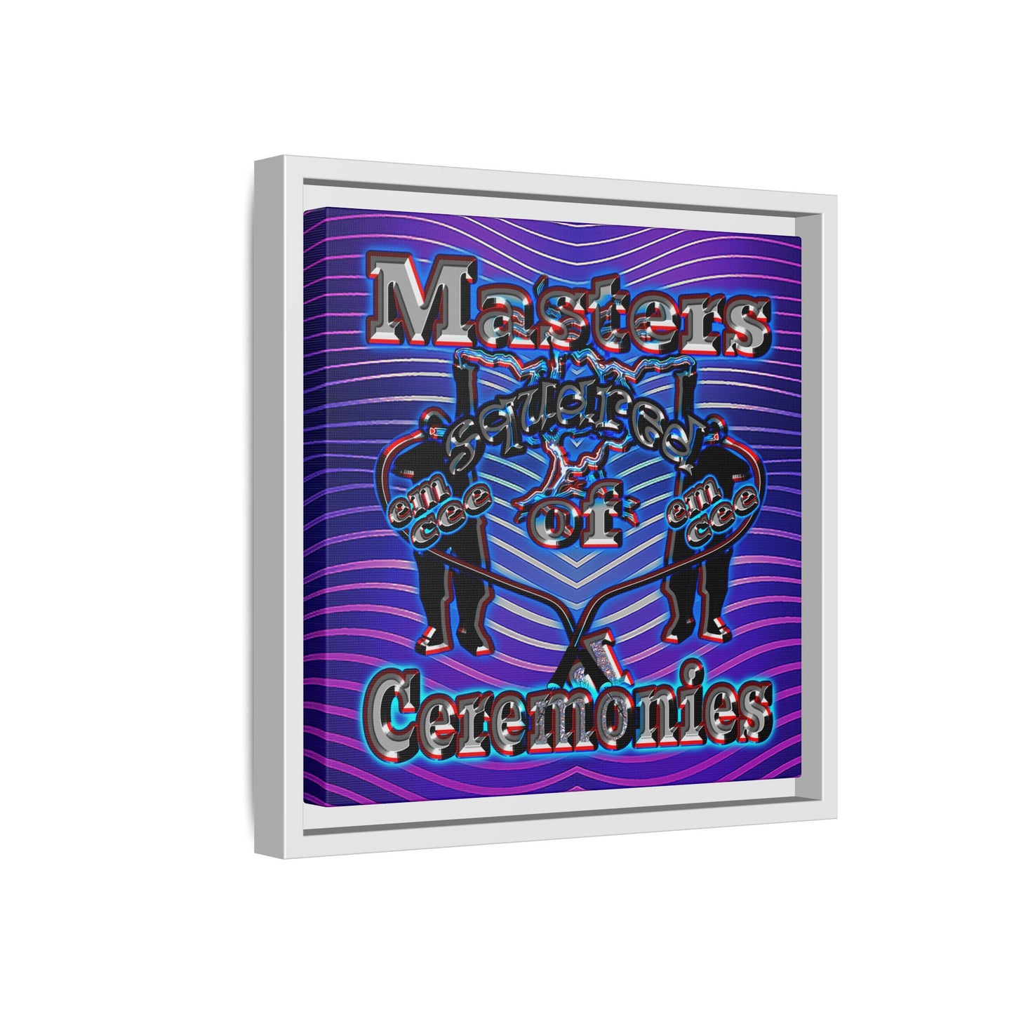 em cee squared - framed canvas art (purple wave)
