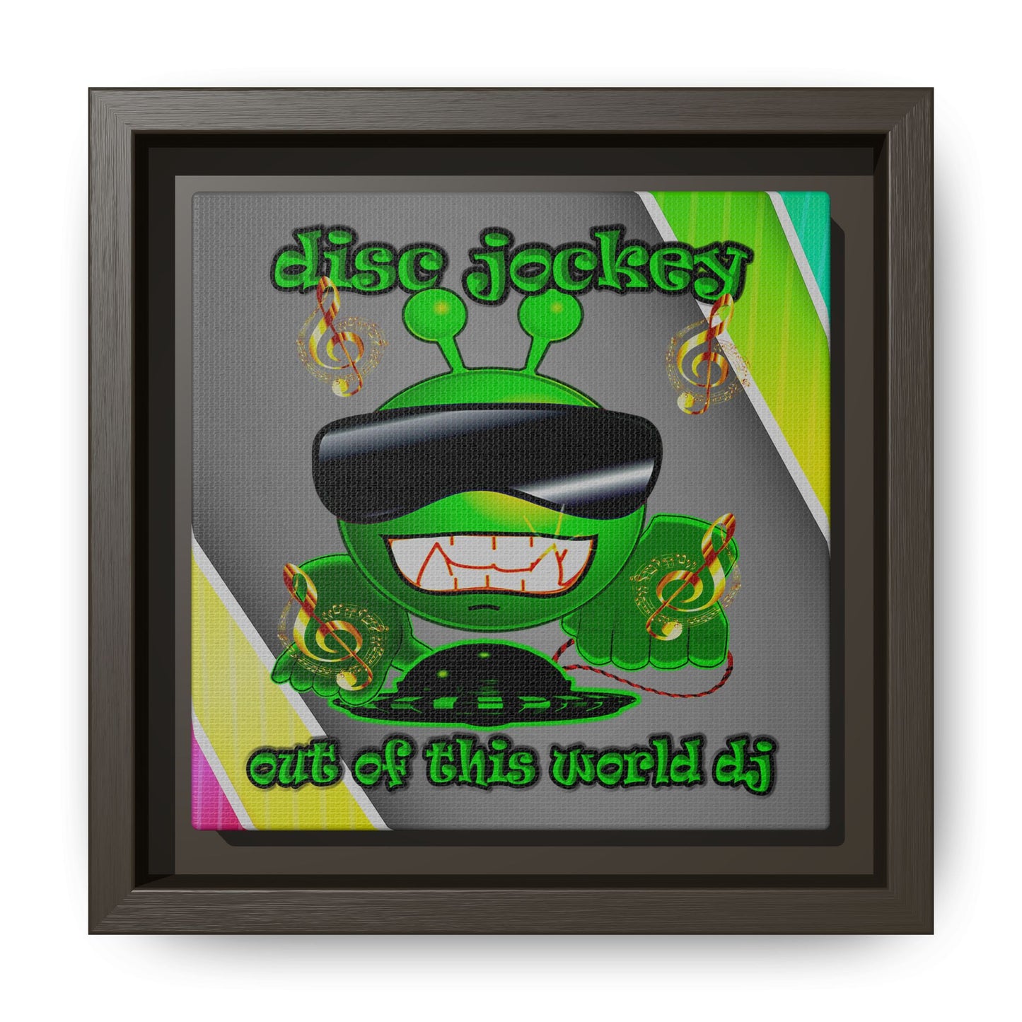 disc jockey - framed canvas art (rainbow split)
