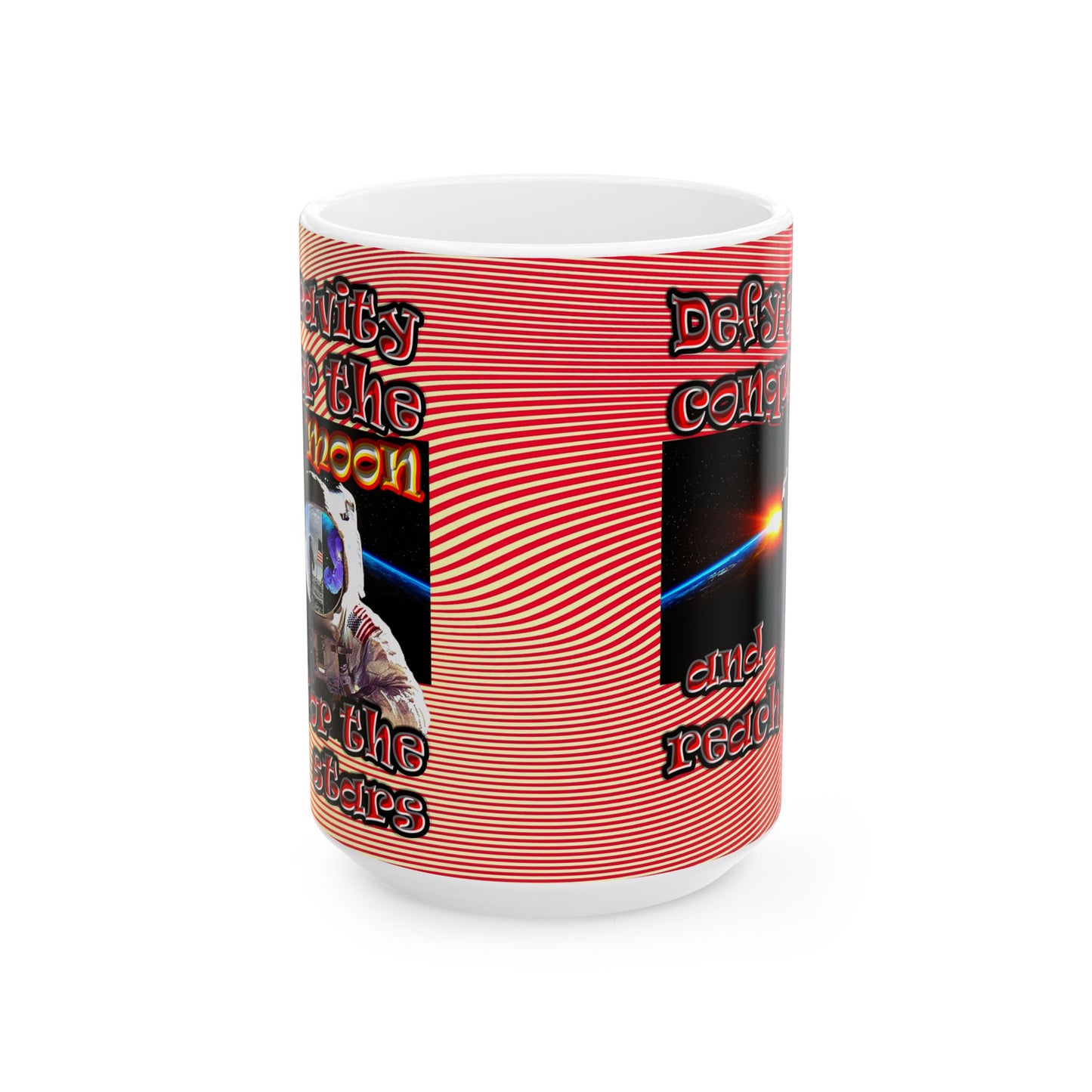 defy conquer reach - White Mug (yellow-orange wave)