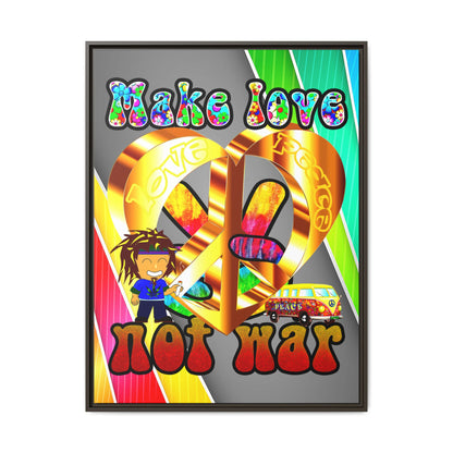 love peace - framed canvas art (rainbow split)