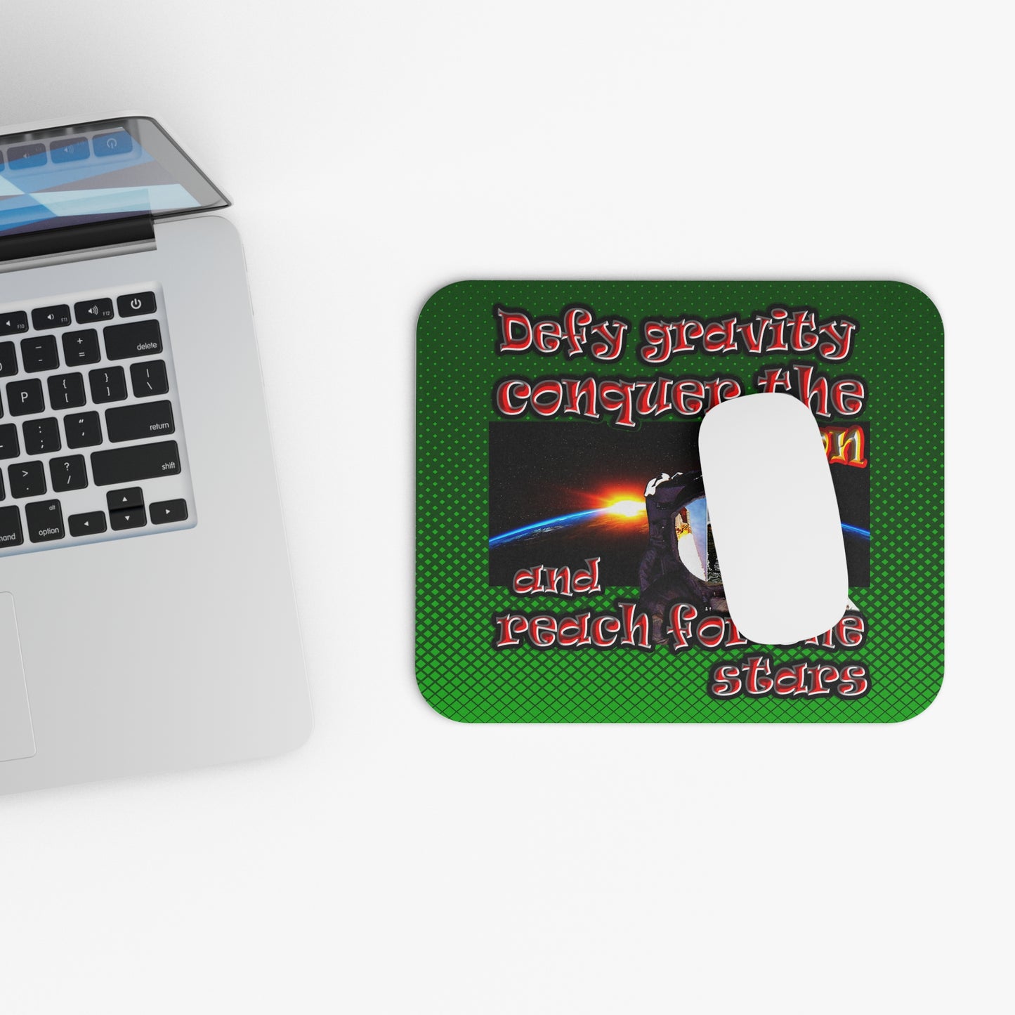defy conquer reach - Mouse Pad (Rectangle) (logo green)