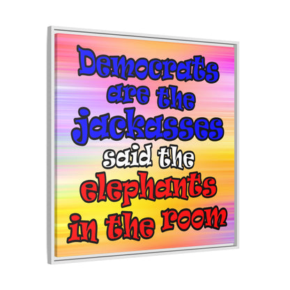 donkeys and elephants - framed canvas art (color blur)