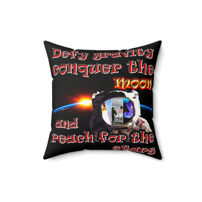 defy conquer reach - Faux Suede Square Pillow - (black)