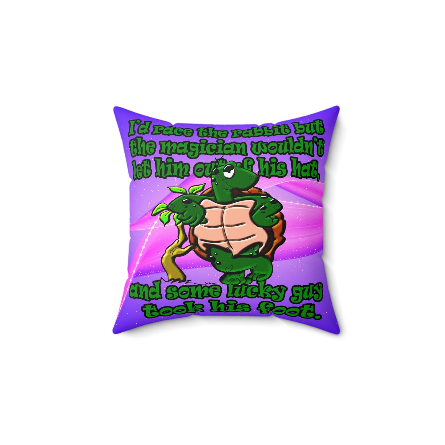 turtle race - Spun Polyester Square Pillow - (purple-pink wave)