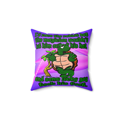 turtle race - Spun Polyester Square Pillow - (purple-pink wave)
