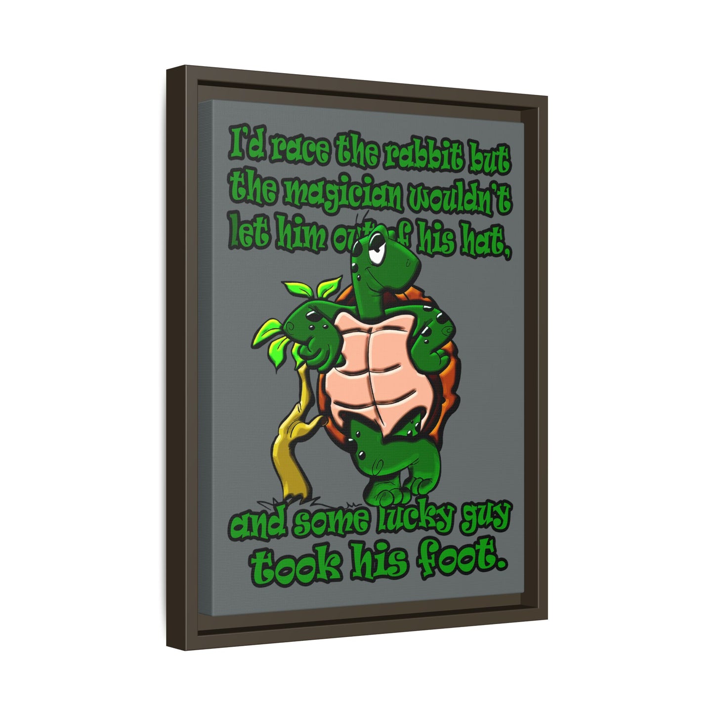 turtle race - framed canvas art (dark grey)