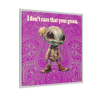 I don't care that your green - framed canvas art (pink swirl)
