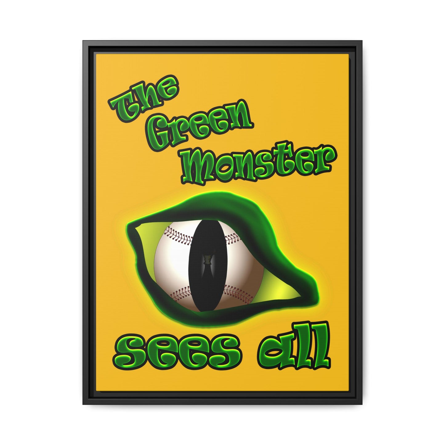 green monster - framed canvas art (yellow)