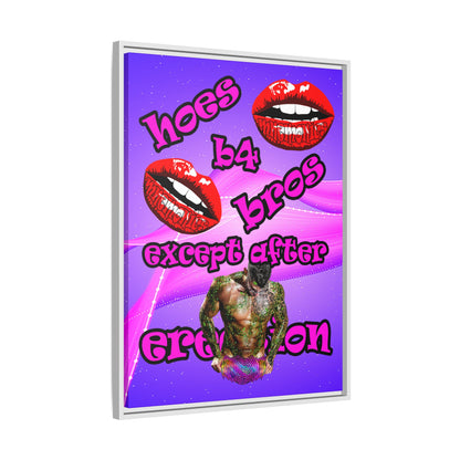 hoes b4 bros - framed canvas art (purple-pink wave)