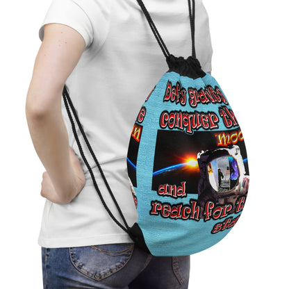 defy conquer reach - Drawstring Bag (faded blue)