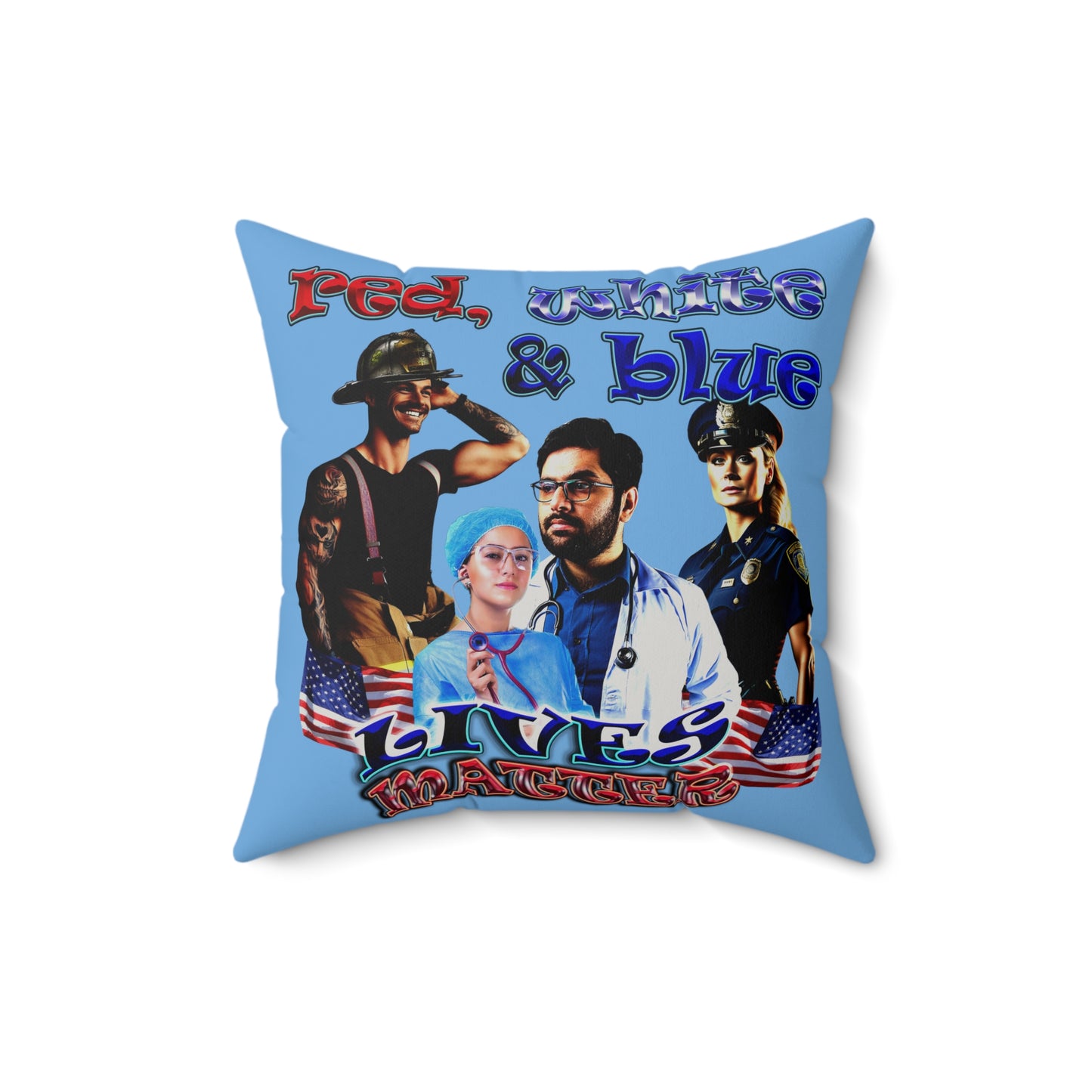 rw&b lives matter - Faux Suede Square Pillow - (light blue)