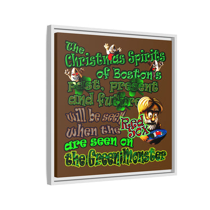 christmas spirits of boston - framed canvas art (brown)