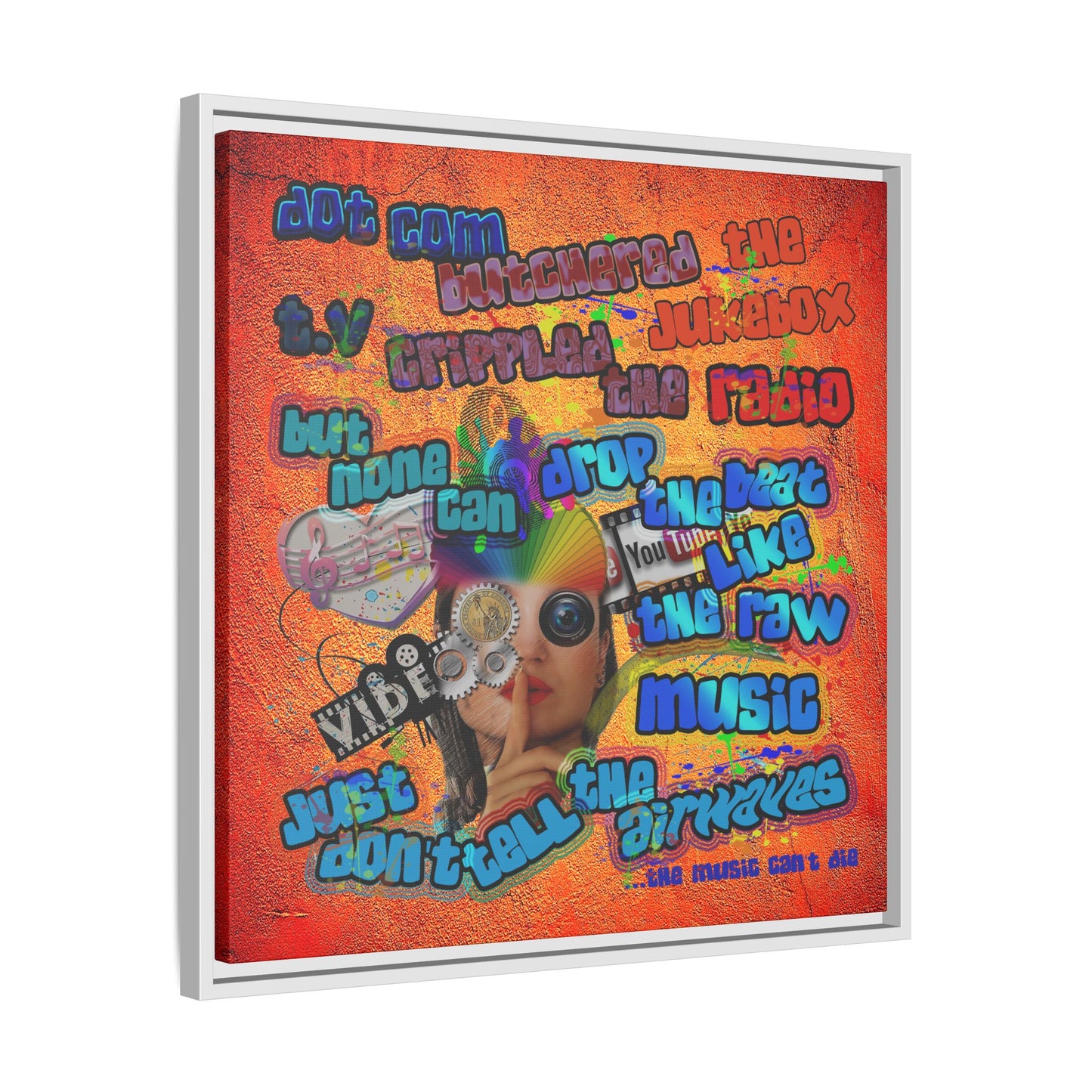 drop the beat - framed canvas art (burnt orange)
