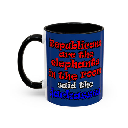 donkeys and elephants - Accent Mug (dark blue)