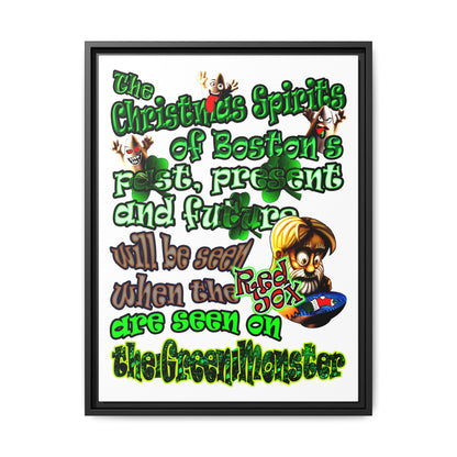 christmas spirits of boston - framed canvas art (white)