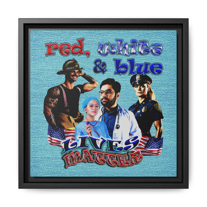 rw&b lives matter - framed canvas art (faded blue)