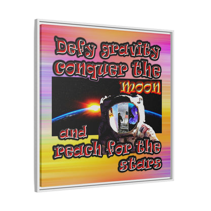 defy conquer reach - framed canvas art (color blur)