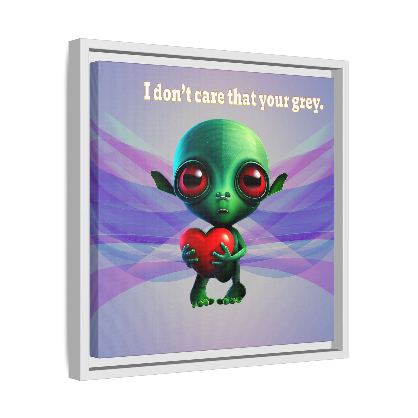 I don't care that your grey - framed canvas art (light blue-pink wave)