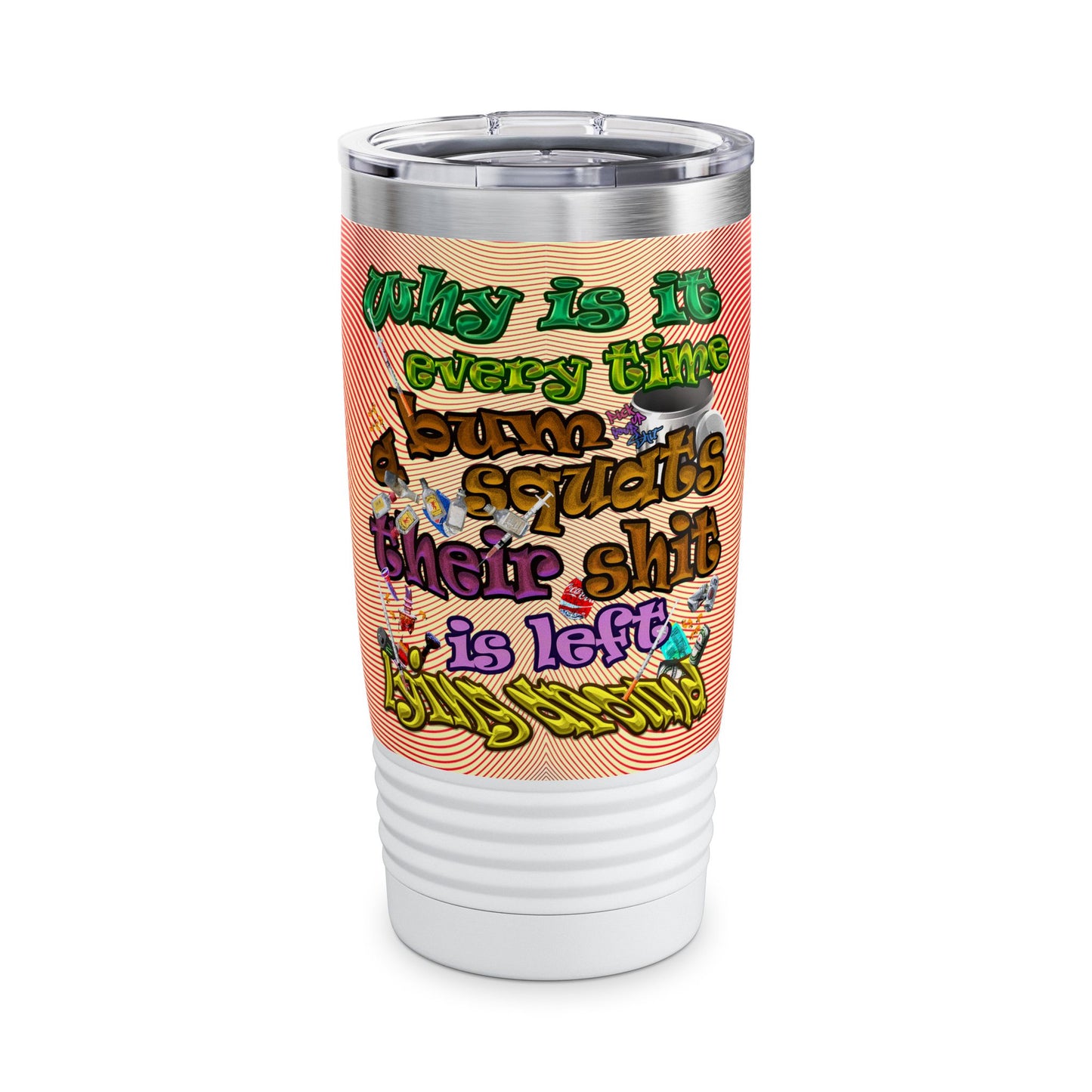 the bum's shit - Ringneck Tumbler, 20oz (yellow-orange wave)