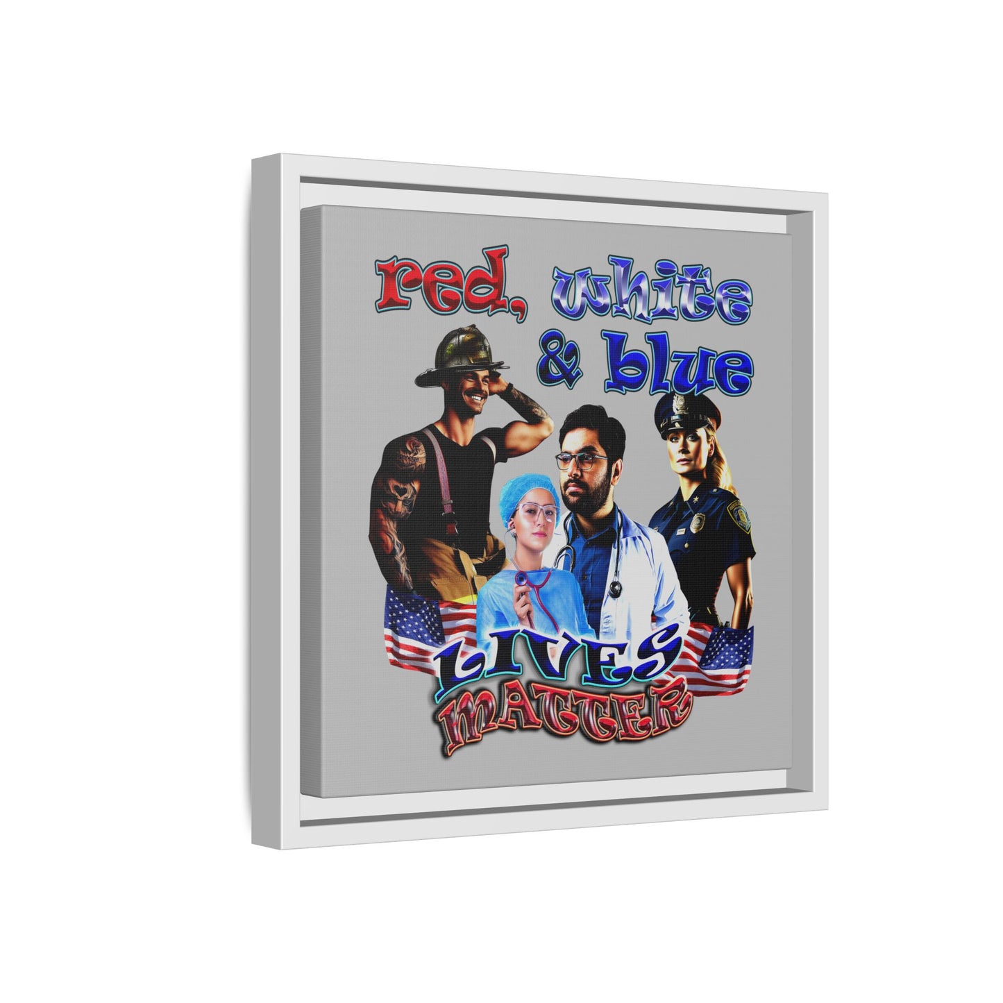 rw&b lives matter - framed canvas art (light grey)
