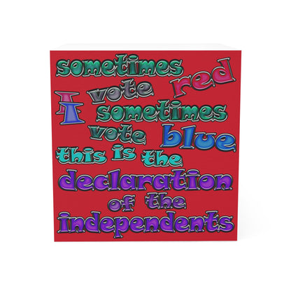 declaration of the independents - note cube (dark red)
