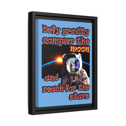 defy conquer reach - framed canvas art (light blue)