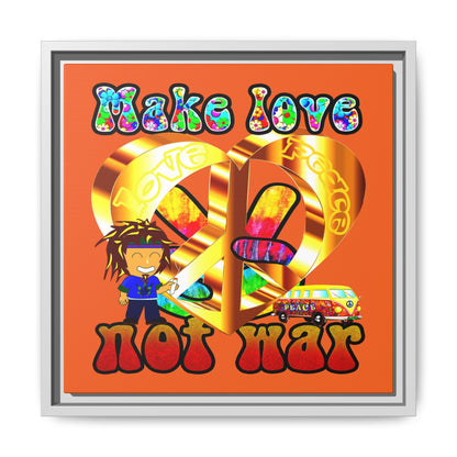 love peace - framed canvas art (orange)