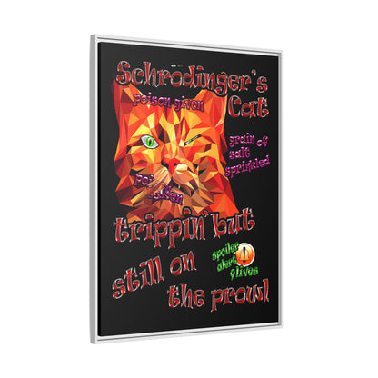 schrodinger's cat - framed canvas art (black)