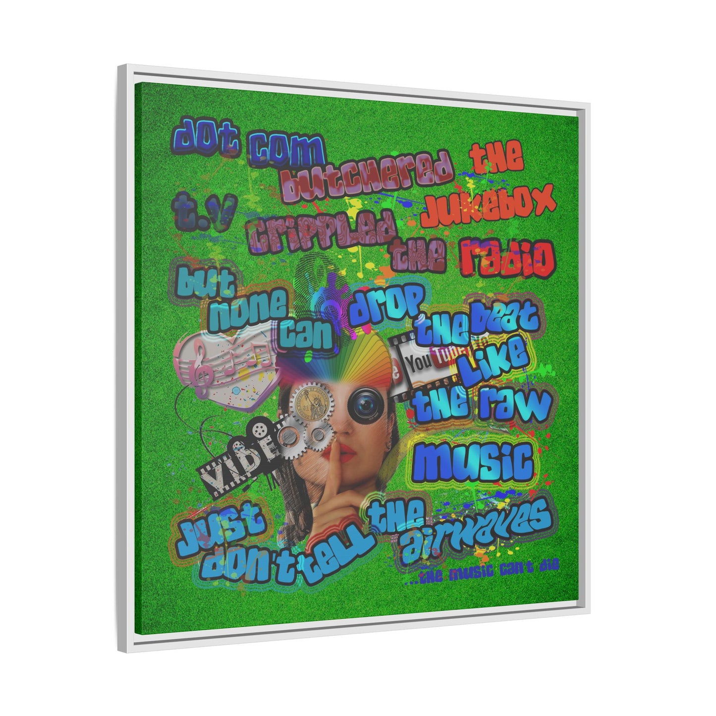 drop the beat - framed canvas art (green turf)
