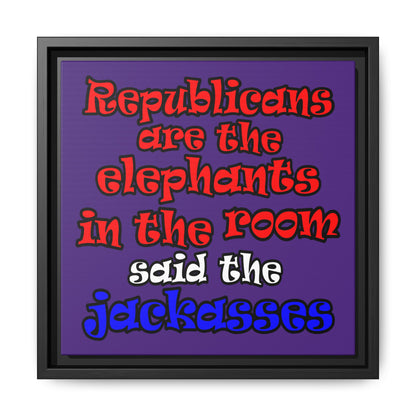 donkeys and elephants - framed canvas art (purple)