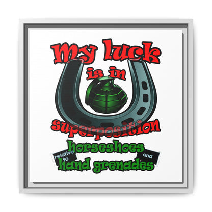 my luck - framed canvas art (white)