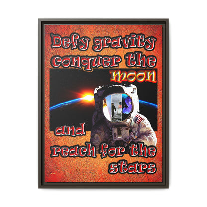 defy conquer reach - framed canvas art (burnt orange)