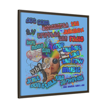 drop the beat - framed canvas art (light blue)