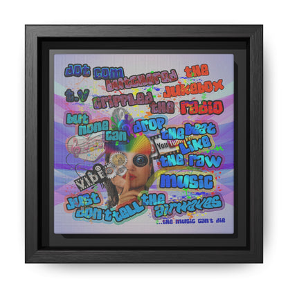 drop the beat - framed canvas art (light blue-pink wave)