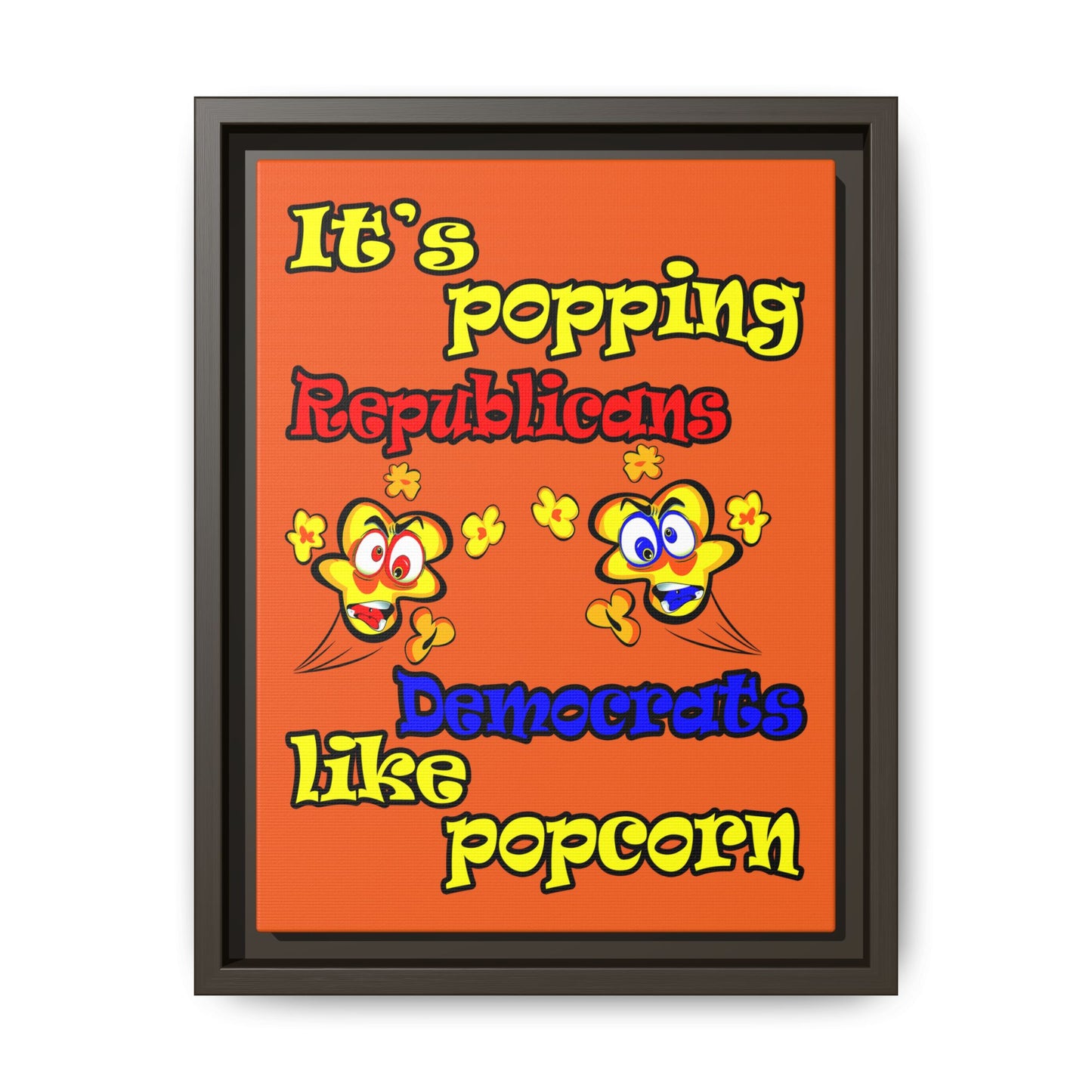 popping like popcorn - framed canvas art (orange)