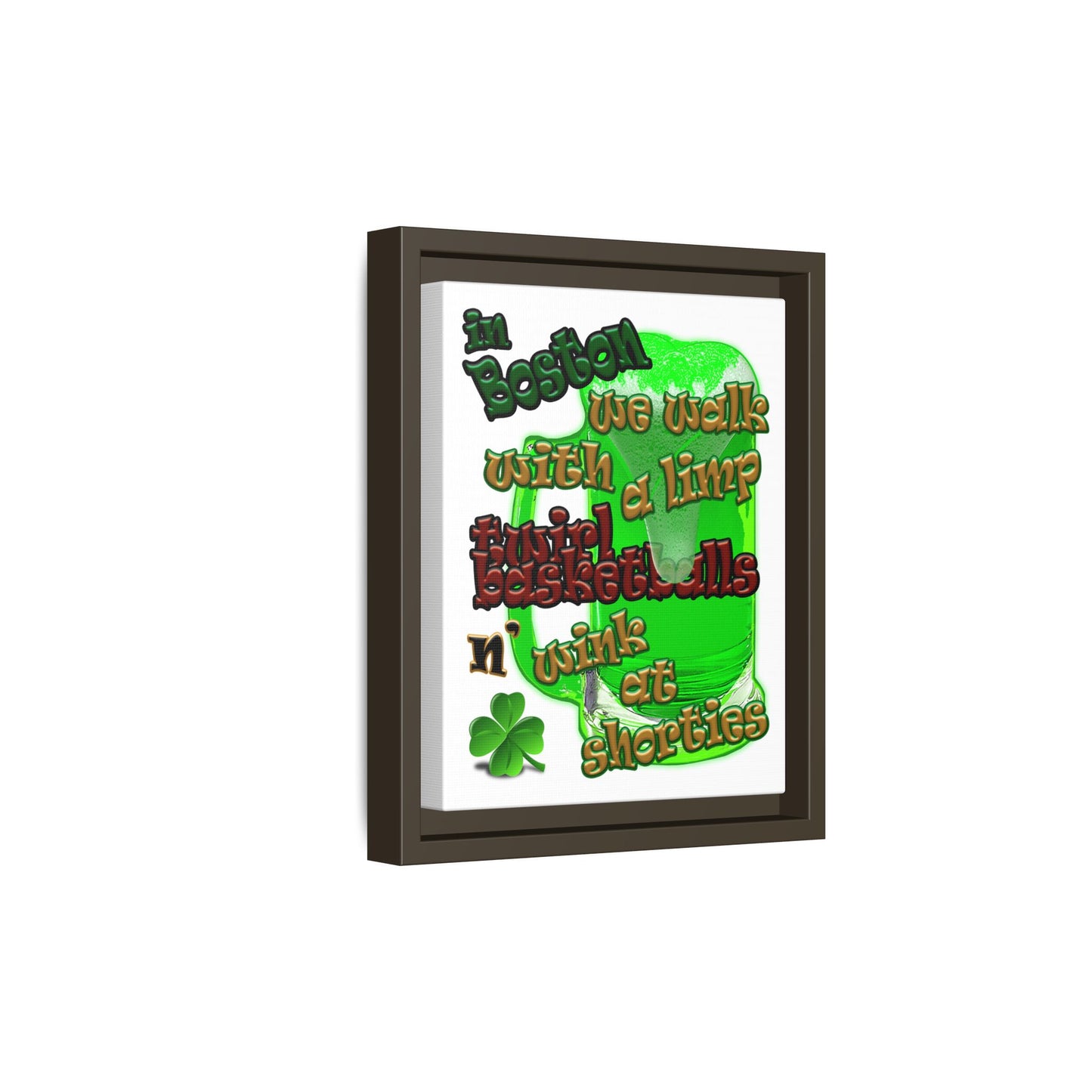 celtics logo - framed canvas art (white)