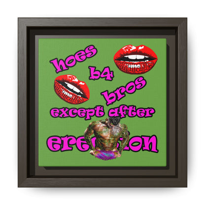 hoes b4 bros - framed canvas art (green)