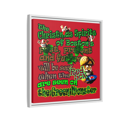 christmas spirits of boston - framed canvas art (dark red)