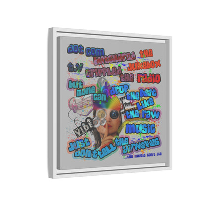 drop the beat - framed canvas art (light grey)