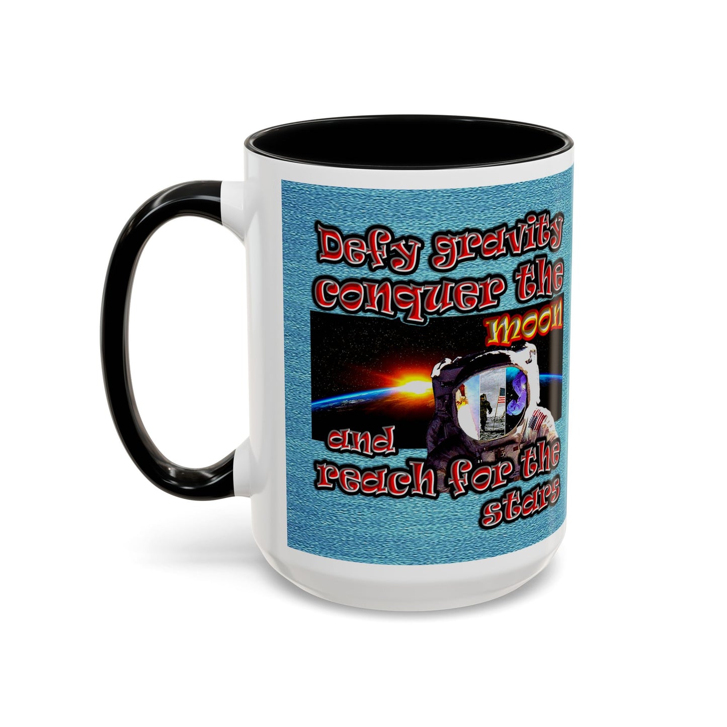 defy conquer reach - Accent Mug (faded blue)