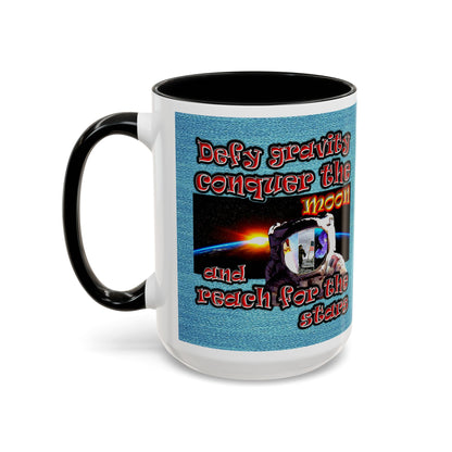defy conquer reach - Accent Mug (faded blue)