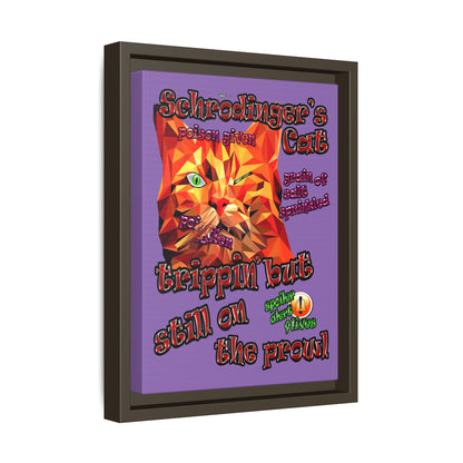 schrodinger's cat - framed canvas art (light purple)