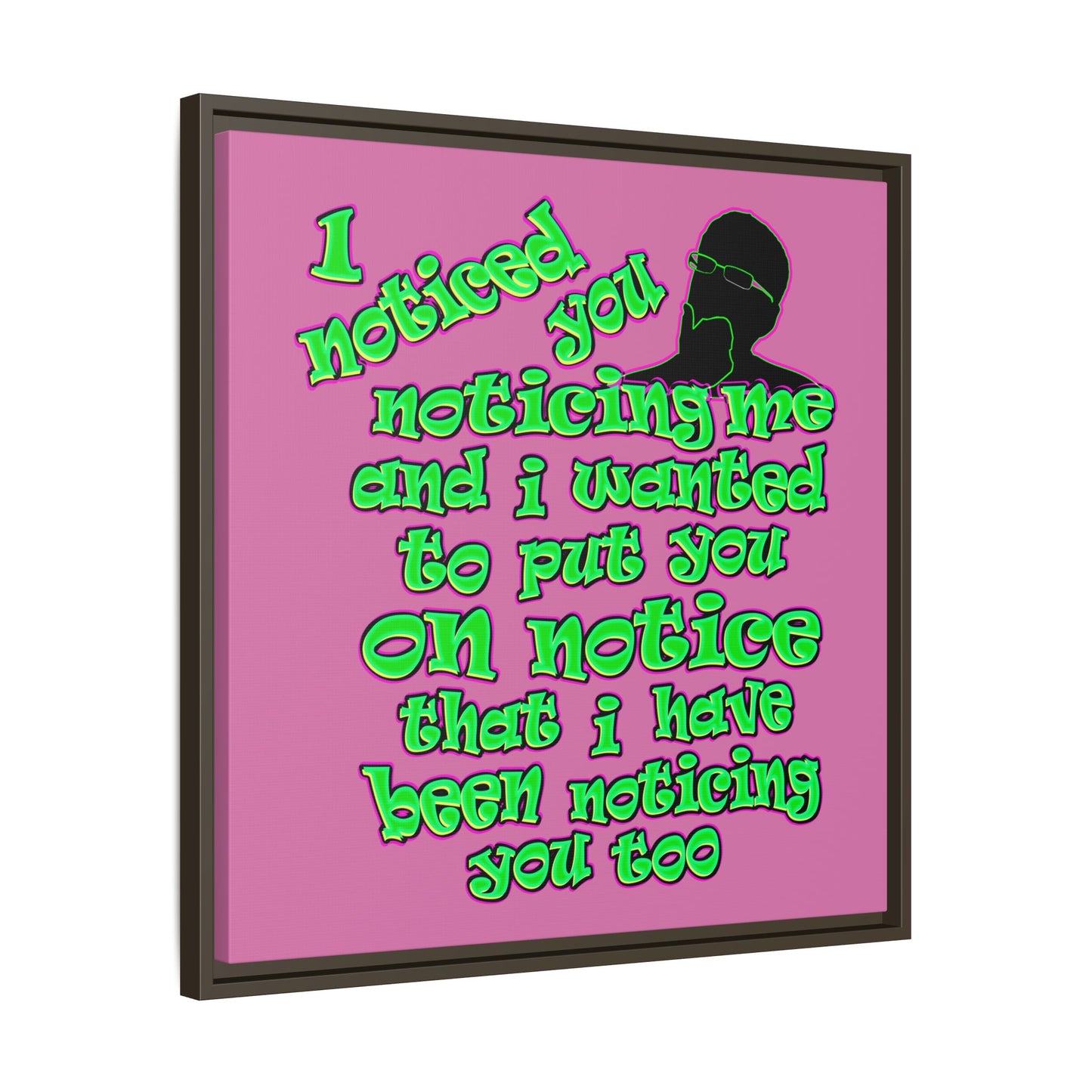 noticed you noticing - framed canvas art (light pink)