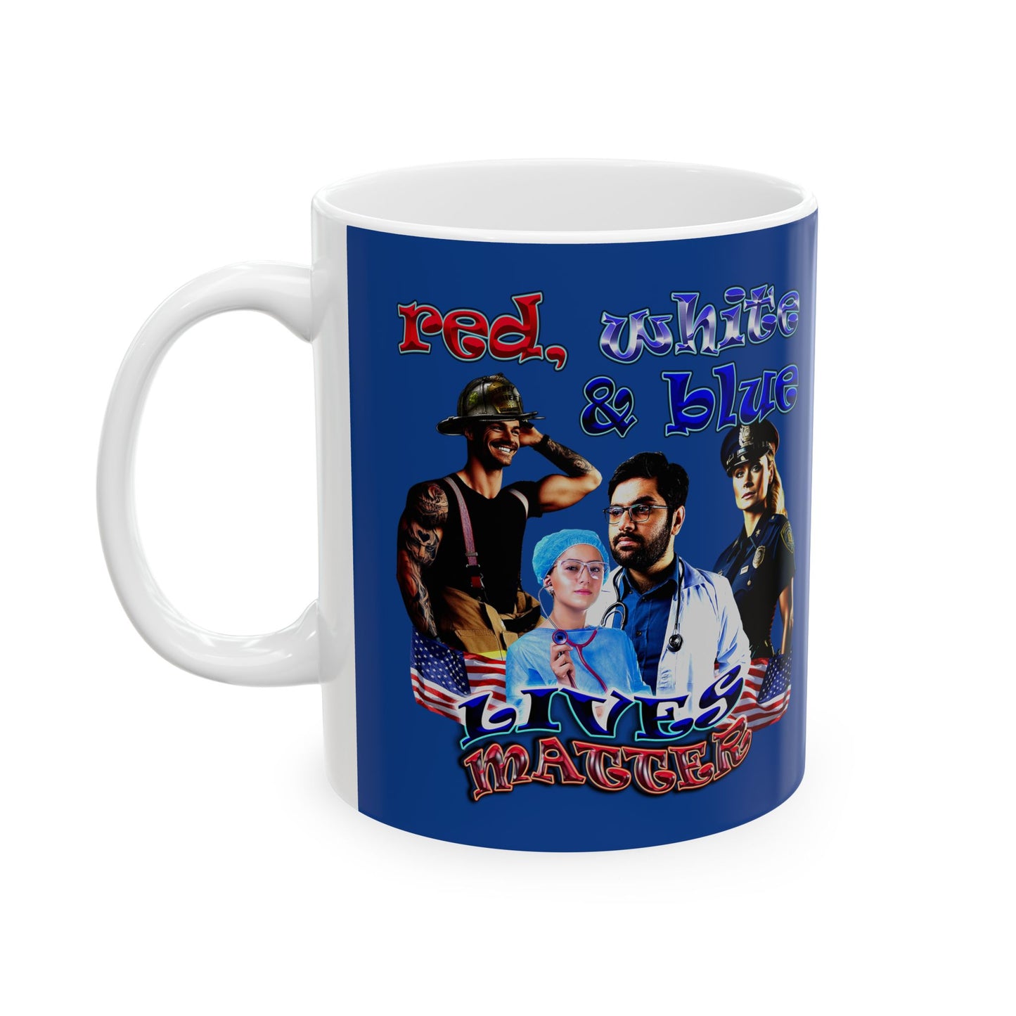 rw&b lives matter - White Mug (dark blue)